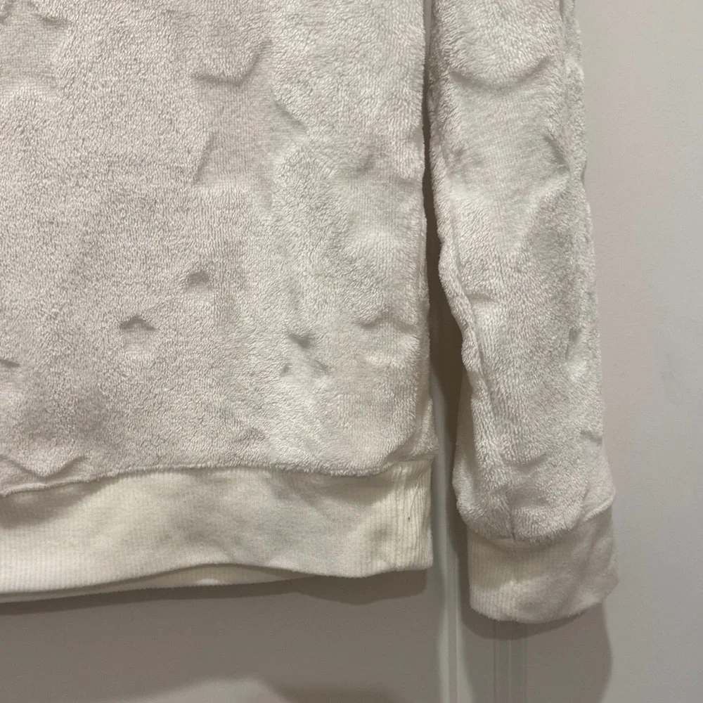 Cat & Jack Cream White Star Fleece Textured Pajama Top Girls XL Size 14